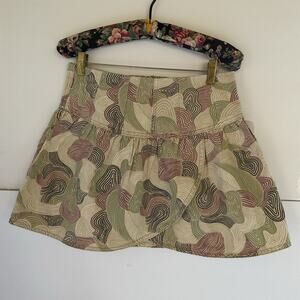 Forever 21 Kids Skirt Size 13/14 Abstract Print Mini Skirt Beige Green NWT